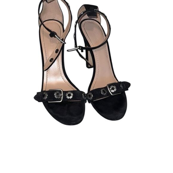 Coach Black Suede Ankle Strap Heels Sandals Size 10 - Picture 1 of 5